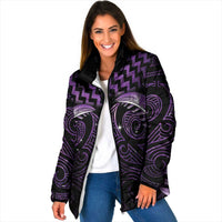 Purple Matariki New Zealand Padded Jacket Maori Poutama Galaxy Vibes - Polynesian Pride