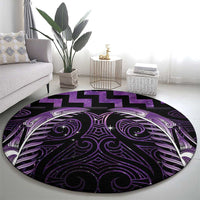 Purple Matariki New Zealand Round Carpet Maori Poutama Galaxy Vibes LT14 - Polynesian Pride