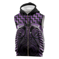 Purple Matariki New Zealand Sleeveless Zip Hoodie Maori Poutama Galaxy Vibes - Polynesian Pride