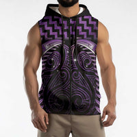Purple Matariki New Zealand Sleeveless Zip Hoodie Maori Poutama Galaxy Vibes - Polynesian Pride