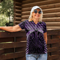 Purple Matariki New Zealand Women Polo Shirt Maori Poutama Galaxy Vibes