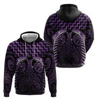 Purple Matariki New Zealand Zip Hoodie Maori Poutama Galaxy Vibes LT14 - Polynesian Pride