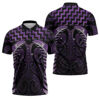 Purple Matariki New Zealand Zipper Polo Shirt Maori Poutama Galaxy Vibes - Polynesian Pride