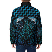 Blue Matariki New Zealand Padded Jacket Maori Poutama Galaxy Vibes - Polynesian Pride