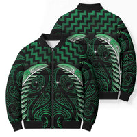 Green Matariki New Zealand Bomber Puffer Jacket Maori Poutama Galaxy Vibes - Polynesian Pride