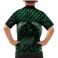 Green Matariki New Zealand Family Matching Mermaid Dress and Hawaiian Shirt Maori Poutama Galaxy Vibes