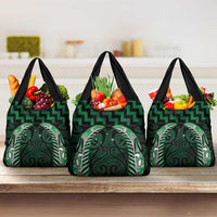 Green Matariki New Zealand Grocery Bag Maori Poutama Galaxy Vibes LT14 3-pack One Size Green - Polynesian Pride
