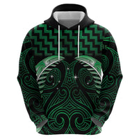 Green Matariki New Zealand Hoodie Maori Poutama Galaxy Vibes