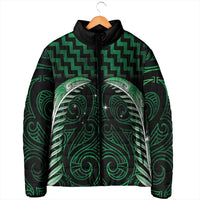 Green Matariki New Zealand Padded Jacket Maori Poutama Galaxy Vibes - Polynesian Pride