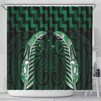 Green Matariki New Zealand Shower Curtain Maori Poutama Galaxy Vibes LT14 - Polynesian Pride