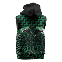 Green Matariki New Zealand Sleeveless Hoodie Maori Poutama Galaxy Vibes - Polynesian Pride