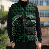 Green Matariki New Zealand Sleeveless Puffer Jacket Maori Poutama Galaxy Vibes - Polynesian Pride