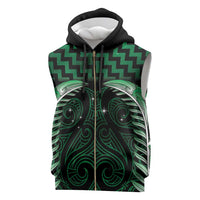 Green Matariki New Zealand Sleeveless Zip Hoodie Maori Poutama Galaxy Vibes - Polynesian Pride