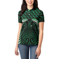 Green Matariki New Zealand Women Polo Shirt Maori Poutama Galaxy Vibes