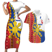 Philippines Independence Day Couples Matching Short Sleeve Bodycon Dress and Hawaiian Shirt Pilipinas Sun Stars Igorot Pattern