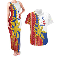 Philippines Independence Day Couples Matching Tank Maxi Dress and Hawaiian Shirt Pilipinas Sun Stars Igorot Pattern