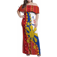 Philippines Independence Day Family Matching Off Shoulder Maxi Dress and Hawaiian Shirt Pilipinas Sun Stars Igorot Pattern