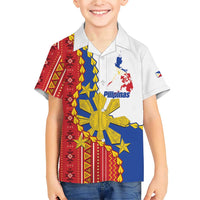 Philippines Independence Day Family Matching Short Sleeve Bodycon Dress and Hawaiian Shirt Pilipinas Sun Stars Igorot Pattern LT14 Son's Shirt Red - Polynesian Pride