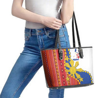 Philippines Independence Day Leather Tote Bag Pilipinas Sun Stars Igorot Pattern