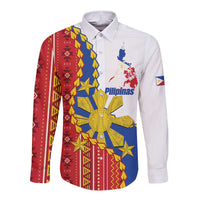 Philippines Independence Day Long Sleeve Button Shirt Pilipinas Sun Stars Igorot Pattern