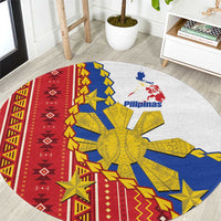 Philippines Independence Day Round Carpet Pilipinas Sun Stars Igorot Pattern LT14 Red - Polynesian Pride