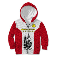 Personalised New Caledonia Football Kid Hoodie Polynesian Pattern Sporty Style LT14 Zip Hoodie Red - Polynesian Pride