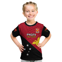 Personalised Papua New Guinea Football Kid T Shirt Go PNG Polynesian Pattern Sporty Style LT14 Red - Polynesian Pride