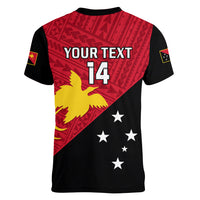 Personalised Papua New Guinea Football Women V Neck T Shirt Go PNG Polynesian Pattern Sporty Style LT14 - Polynesian Pride
