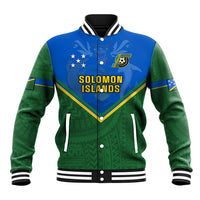Personalised Solomon Islands Football Baseball Jacket Polynesian Pattern Sporty Style LT14 Unisex Green - Polynesian Pride