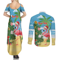 Flamingo Hawaii Summer Christmas Personalized Couples Matching Summer Maxi Dress and Long Sleeve Button Shirt Mele Kalikimaka Beachy Vibes LT14 - Polynesian Pride