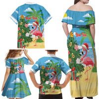 Flamingo Hawaii Summer Christmas Personalized Family Matching Off Shoulder Maxi Dress and Hawaiian Shirt Mele Kalikimaka Beachy Vibes LT14 - Polynesian Pride