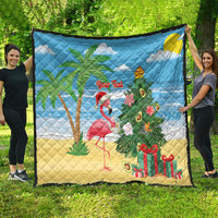 Flamingo Hawaii Summer Christmas Personalized Quilt Mele Kalikimaka Beachy Vibes