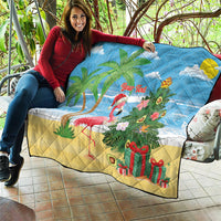 Flamingo Hawaii Summer Christmas Personalized Quilt Mele Kalikimaka Beachy Vibes