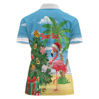 Flamingo Hawaii Summer Christmas Personalized Women Polo Shirt Mele Kalikimaka Beachy Vibes LT14 - Polynesian Pride