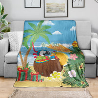 Chilling Parrot Hawaii Summer Christmas Personalized Blanket It's 5 O'Clock Somewhere Beachy Vibes