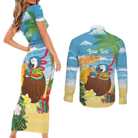 Chilling Parrot Hawaii Summer Christmas Personalized Couples Matching Short Sleeve Bodycon Dress and Long Sleeve Button Shirt It's 5 O'Clock Somewhere Beachy Vibes LT14 - Polynesian Pride