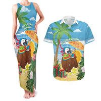 Chilling Parrot Hawaii Summer Christmas Personalized Couples Matching Tank Maxi Dress and Hawaiian Shirt It's 5 O'Clock Somewhere Beachy Vibes LT14 Blue - Polynesian Pride