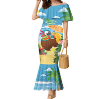 Chilling Parrot Hawaii Summer Christmas Personalized Family Matching Mermaid Dress and Hawaiian Shirt It's 5 O'Clock Somewhere Beachy Vibes LT14 Mom's Dress Blue - Polynesian Pride
