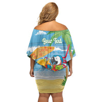 Chilling Parrot Hawaii Summer Christmas Personalized Family Matching Off Shoulder Short Dress and Hawaiian Shirt It's 5 O'Clock Somewhere Beachy Vibes LT14 - Polynesian Pride