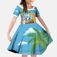 Chilling Parrot Hawaii Summer Christmas Personalized Family Matching Tank Maxi Dress and Hawaiian Shirt It's 5 O'Clock Somewhere Beachy Vibes LT14 Daughter's Dress Blue - Polynesian Pride