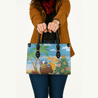 Chilling Parrot Hawaii Summer Christmas Personalized Leather Bag It's 5 O'Clock Somewhere Beachy Vibes LT14 - Polynesian Pride