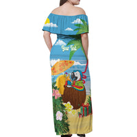 Chilling Parrot Hawaii Summer Christmas Personalized Off Shoulder Maxi Dress It's 5 O'Clock Somewhere Beachy Vibes
