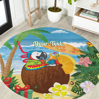 Chilling Parrot Hawaii Summer Christmas Personalized Round Carpet It's 5 O'Clock Somewhere Beachy Vibes LT14 Blue - Polynesian Pride