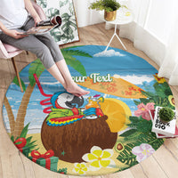 Chilling Parrot Hawaii Summer Christmas Personalized Round Carpet It's 5 O'Clock Somewhere Beachy Vibes LT14 - Polynesian Pride