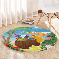 Chilling Parrot Hawaii Summer Christmas Personalized Round Carpet It's 5 O'Clock Somewhere Beachy Vibes LT14 - Polynesian Pride