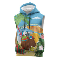 Chilling Parrot Hawaii Summer Christmas Personalized Sleeveless Hoodie It's 5 O'Clock Somewhere Beachy Vibes