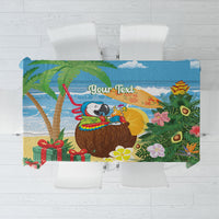 Chilling Parrot Hawaii Summer Christmas Personalized Tablecloth It's 5 O'Clock Somewhere Beachy Vibes LT14 Blue - Polynesian Pride