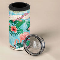 Flamingo Hawaii Summer 4 in 1 Can Cooler Tumbler Hawaiian Lei Pakala Motifs Tropical Style LT14 - Polynesian Pride