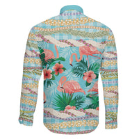 Flamingo Hawaii Summer Family Matching Short Sleeve Bodycon Dress and Hawaiian Shirt Hawaiian Lei Pakala Motifs Tropical Style LT14 - Polynesian Pride