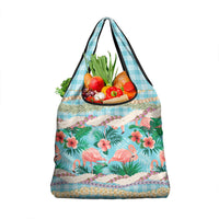 Flamingo Hawaii Summer Grocery Bag Hawaiian Lei Pakala Motifs Tropical Style LT14 1-pack One Size Cyan - Polynesian Pride